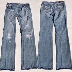 Vintage Y2K Low Rise Flare Jeans Bootcut Distressed Long Tall Size 3/4 XS